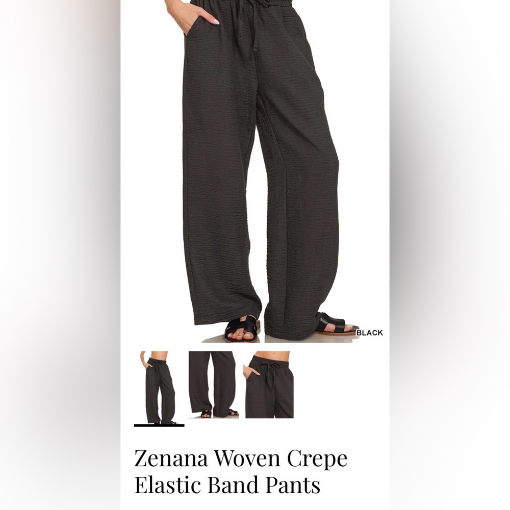 Zenana Women’s Crepe Elastic Banded Textured Black Pants 2x - Picture 7 of 9